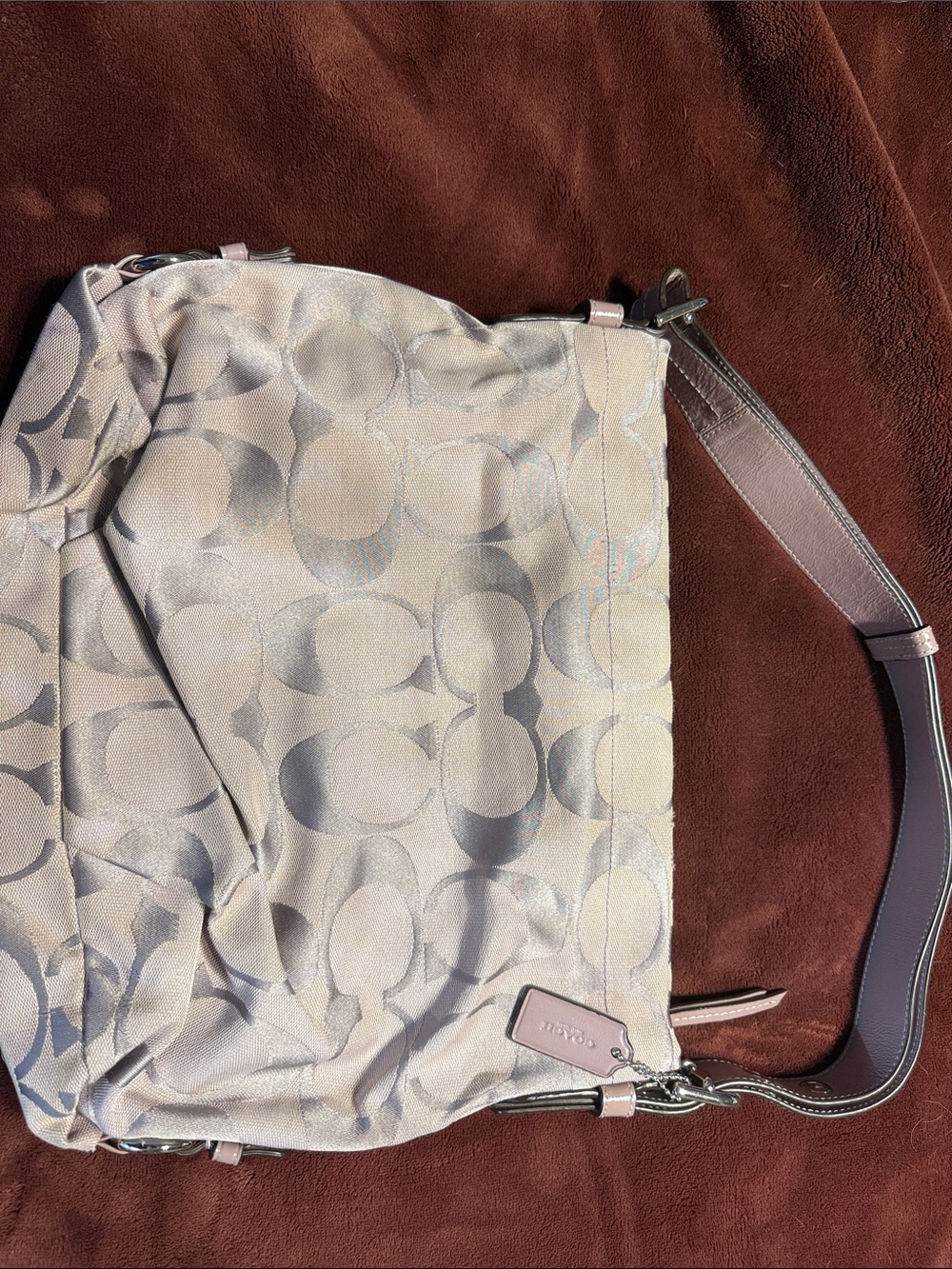 Coach Light Purple Signature Jacquard Shoulder Bag